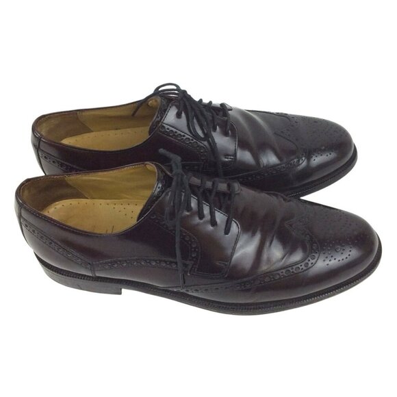 Cole Haan Mens Burgundy Leather Wingtip Oxford Shoes Size 10.5 M - Picture 3 of 10